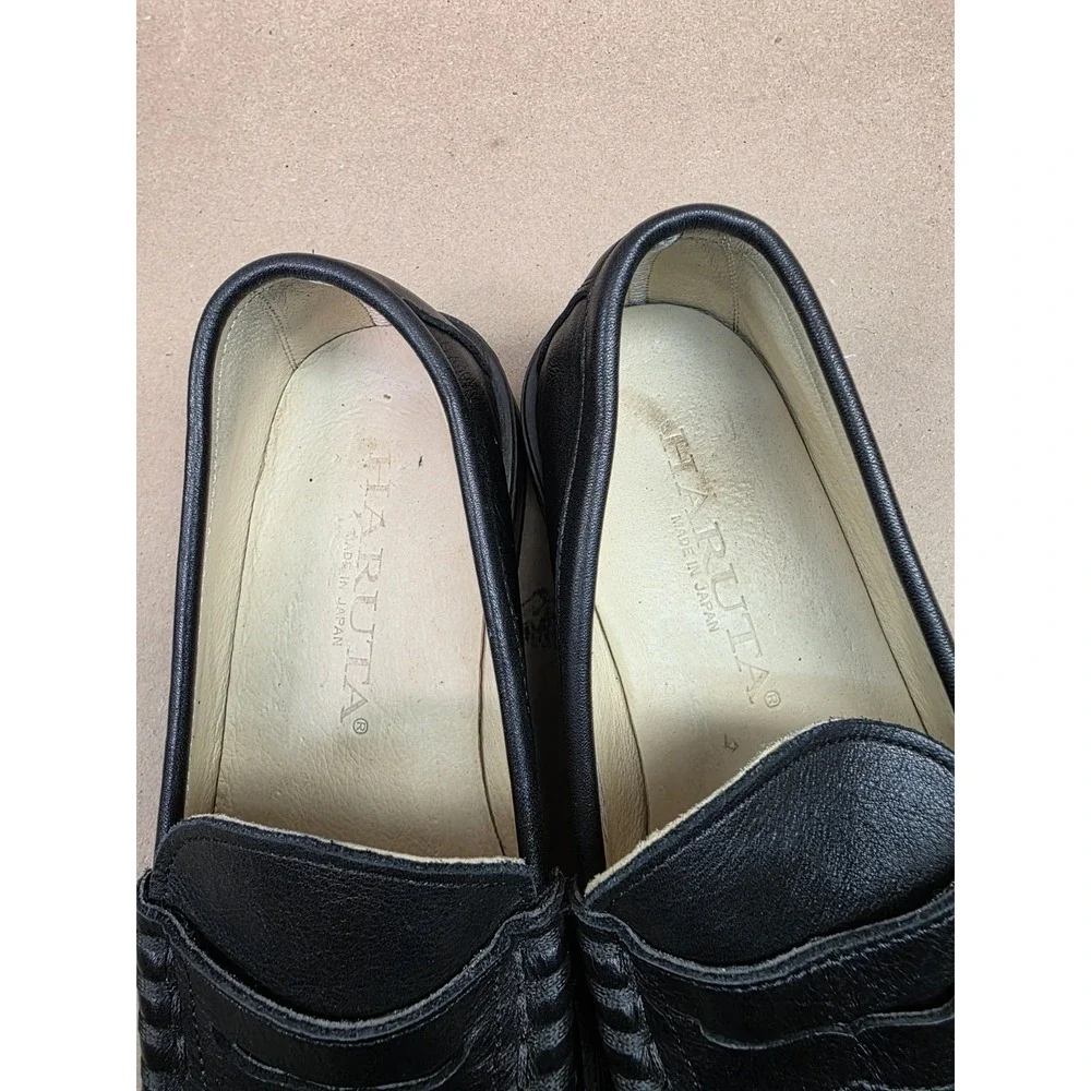 HARUTA (Sz 24.5 EEE) US 6.5 Black Leather Penny Loafer Men's Dress Shoes Slip On